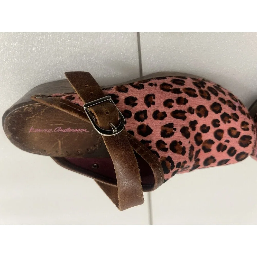 Hanna Andersson Pink Animal Faux Fur Print Clogs Girls Size 34 (Size 2)